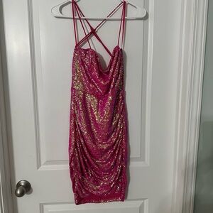 Windsor Pink Sequin Prom Dress